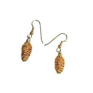 Vintage 24k Gold Dipped Pinecone Earrings